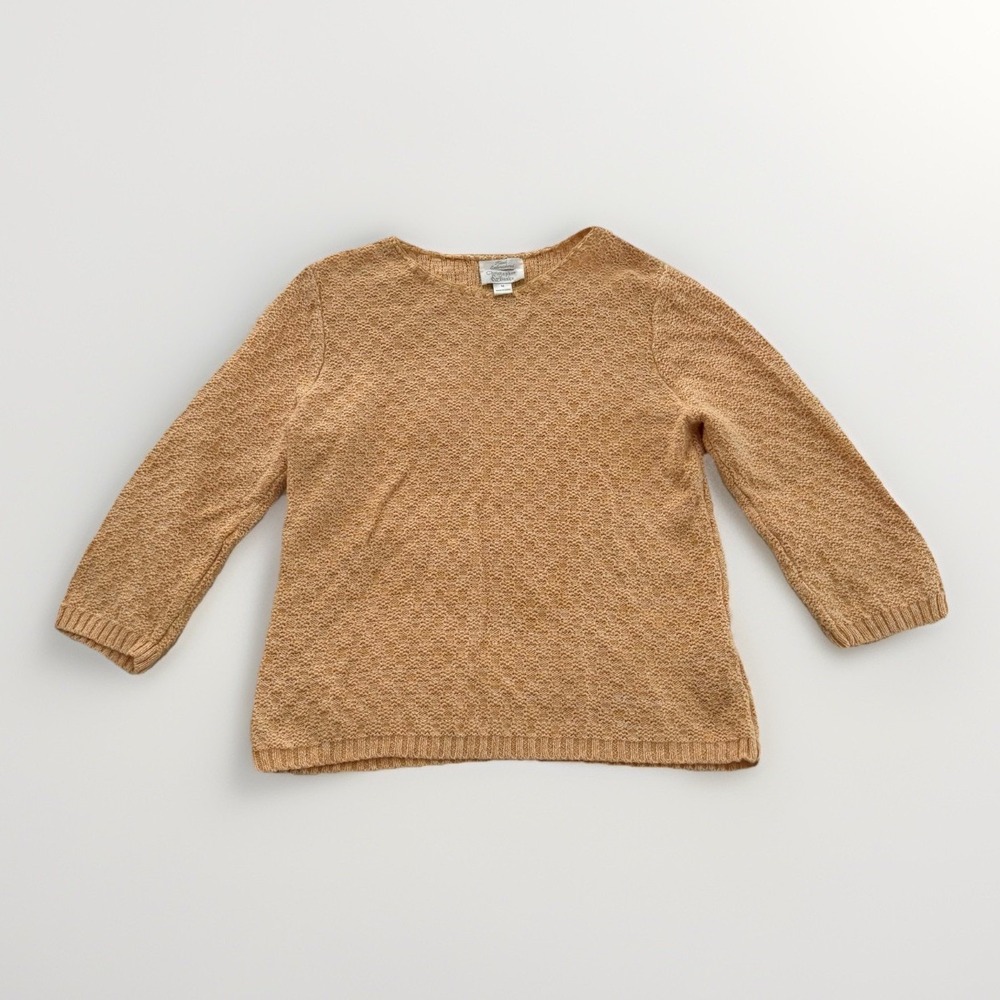 Christopher & Banks Women's Hand Embroidered Yellow Knit-Med-Cottagecore-Coastal